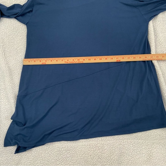 Eileen Fisher XL Neptune Stretch Jersey Asymmetric Tunic Top 3/4 Sleeve Blue - Picture 12 of 12